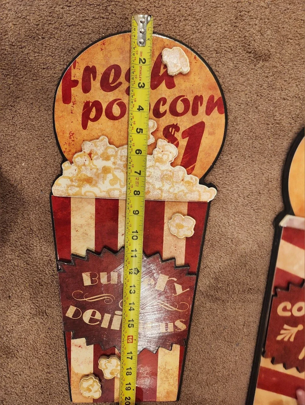 Vintage-Style Red & Cream Popcorn and Soft Drink Wood Wall Signs - Set of 2